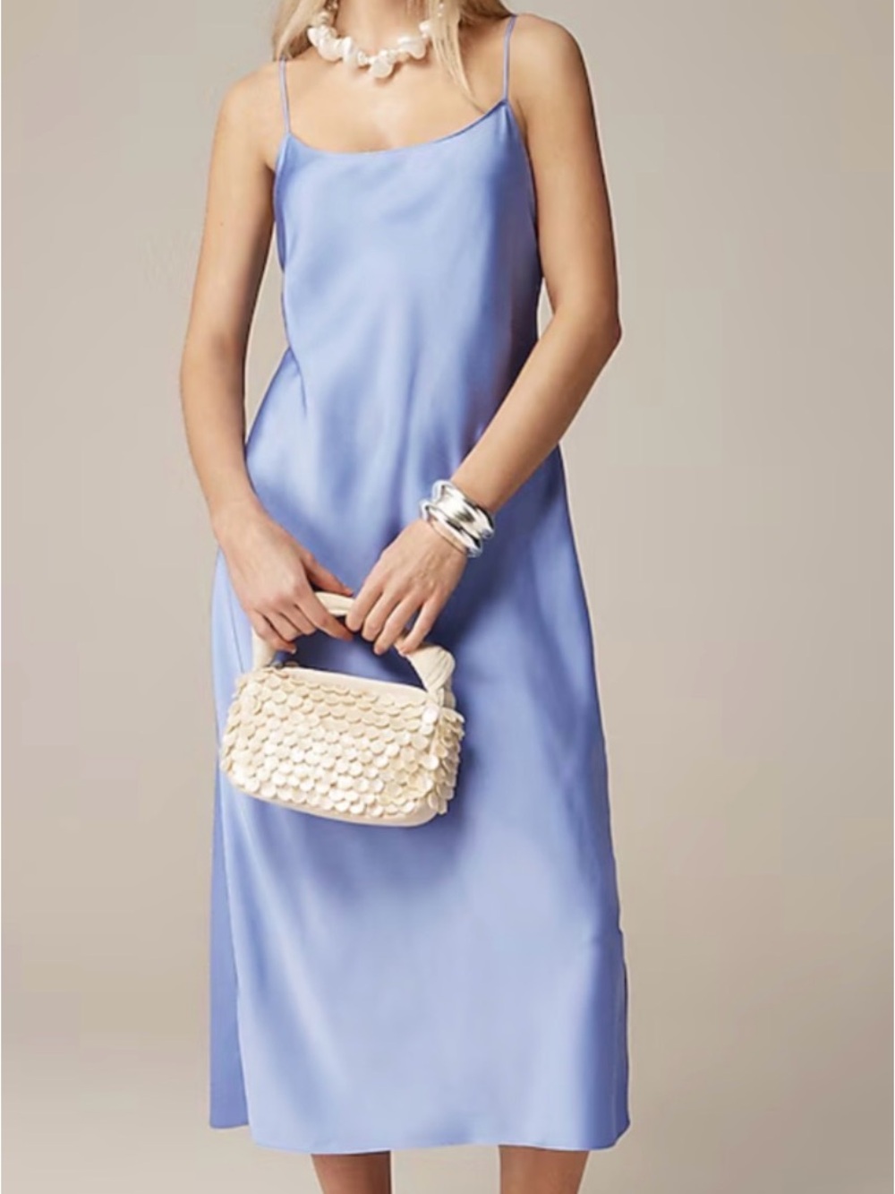J.Crew Gwyneth Slip Dress in Luster Charmeuse Blue size 8